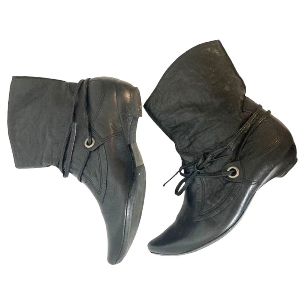 Vintage 80's Black Leather Boots - BOCAGE - Size 6